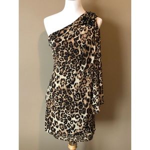 Cache One Shoulder Leopard Dress
